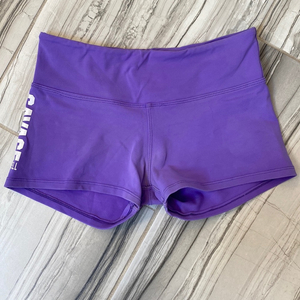 Savage barbell purple booty shorts
